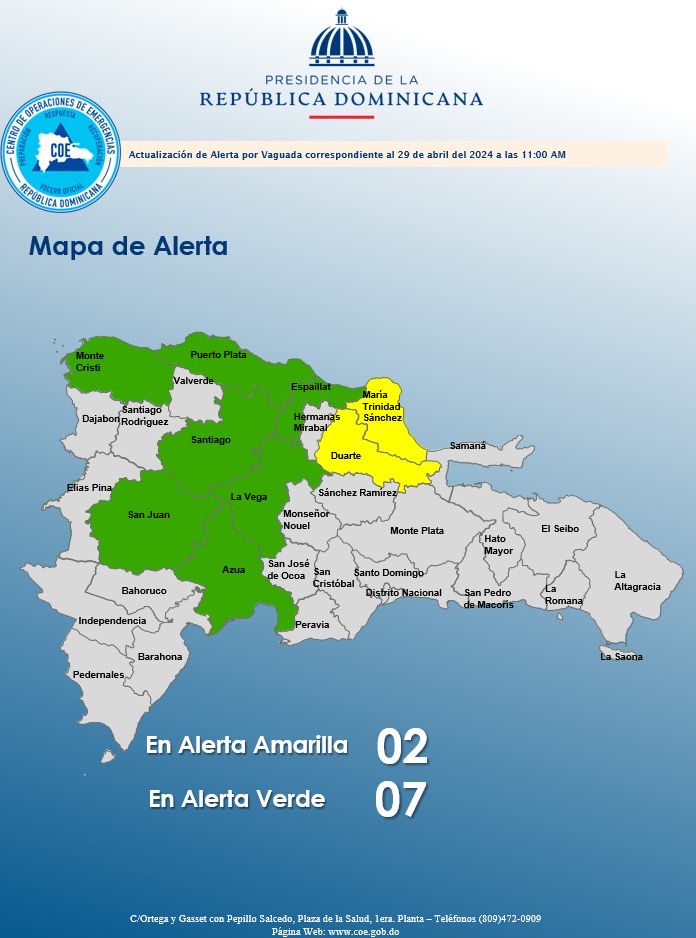 Bajo alerta se mantiene Puerto Plata junto a otras provincias de RD por lluvias de vaguada