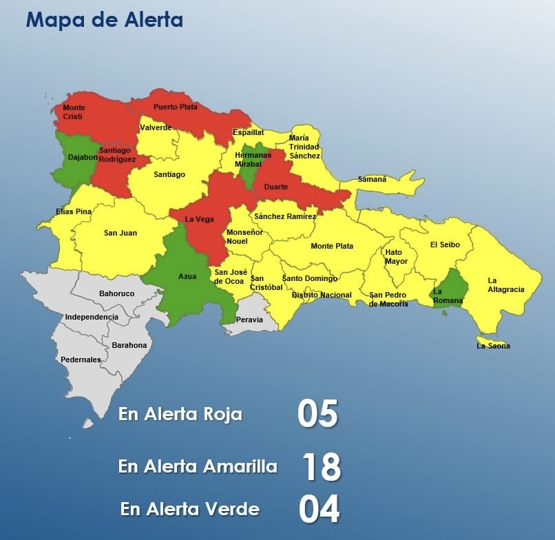 Puerto Plata en alerta roja por lluvias, se han producido inundaciones y crecidas de ríos en comunidades  