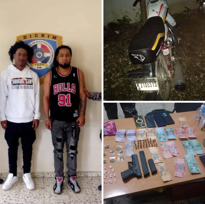    Apresan dos delincuentes en Guananico tras ocuparles arma, drogas, dinero y celulares   