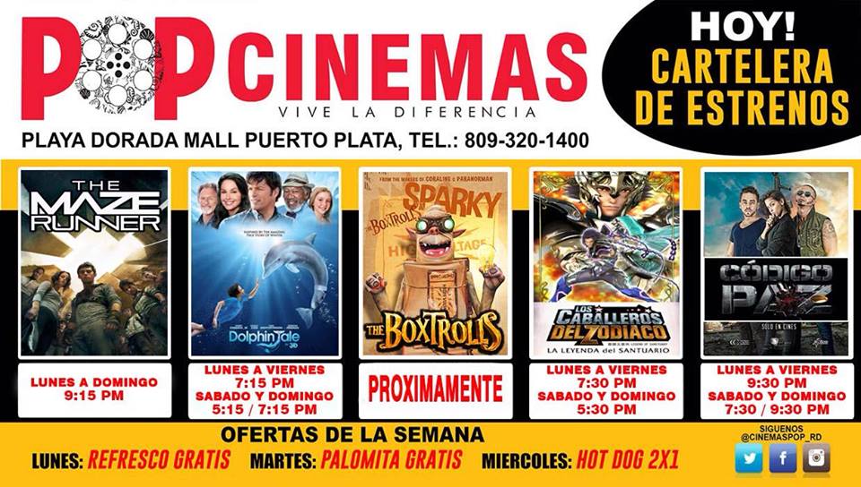 Cartelera CINEMAS POP Puerto Plata Digital