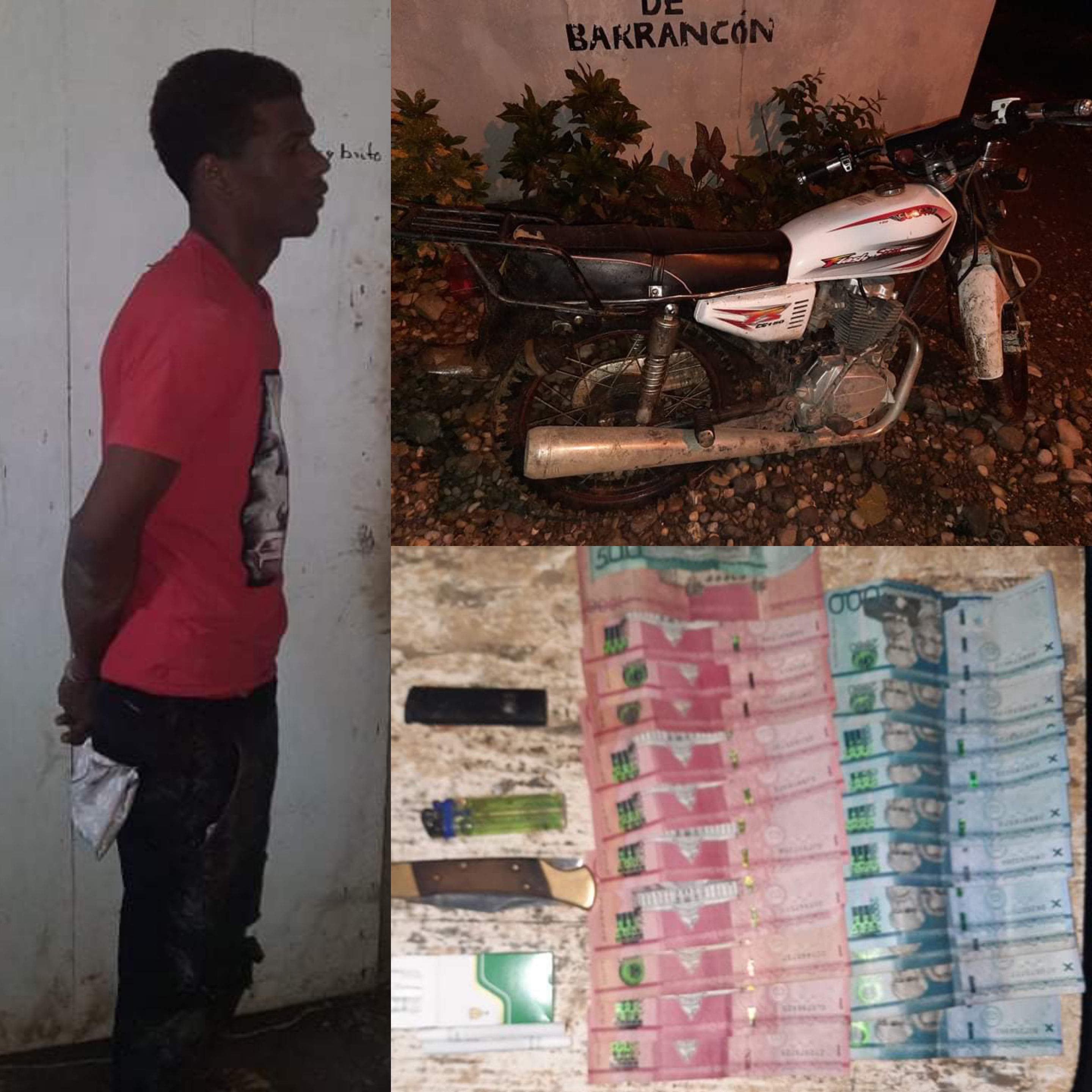 Capturan presunto antisocial en comunidad de Luperón, le ocupan dinero, motocicleta y un arma blanca