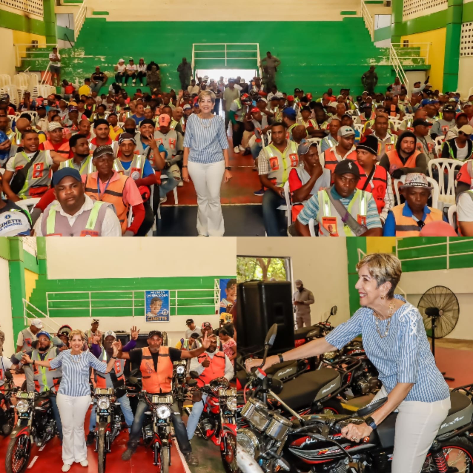  Senadora Ginette Bournigal rifó 12 motos en actividad a favor de motoconchistas de Puerto Plata   
